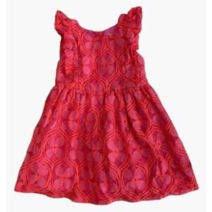 Genuine KidsOshkosh B'Gosh Red Pink Floral Lace Ruffle Dress Girl's Size 2